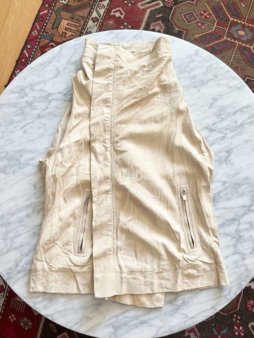 Rick Owens Lamb Leather Vest Silk Lined Flesh Beige IT 44 / US 10